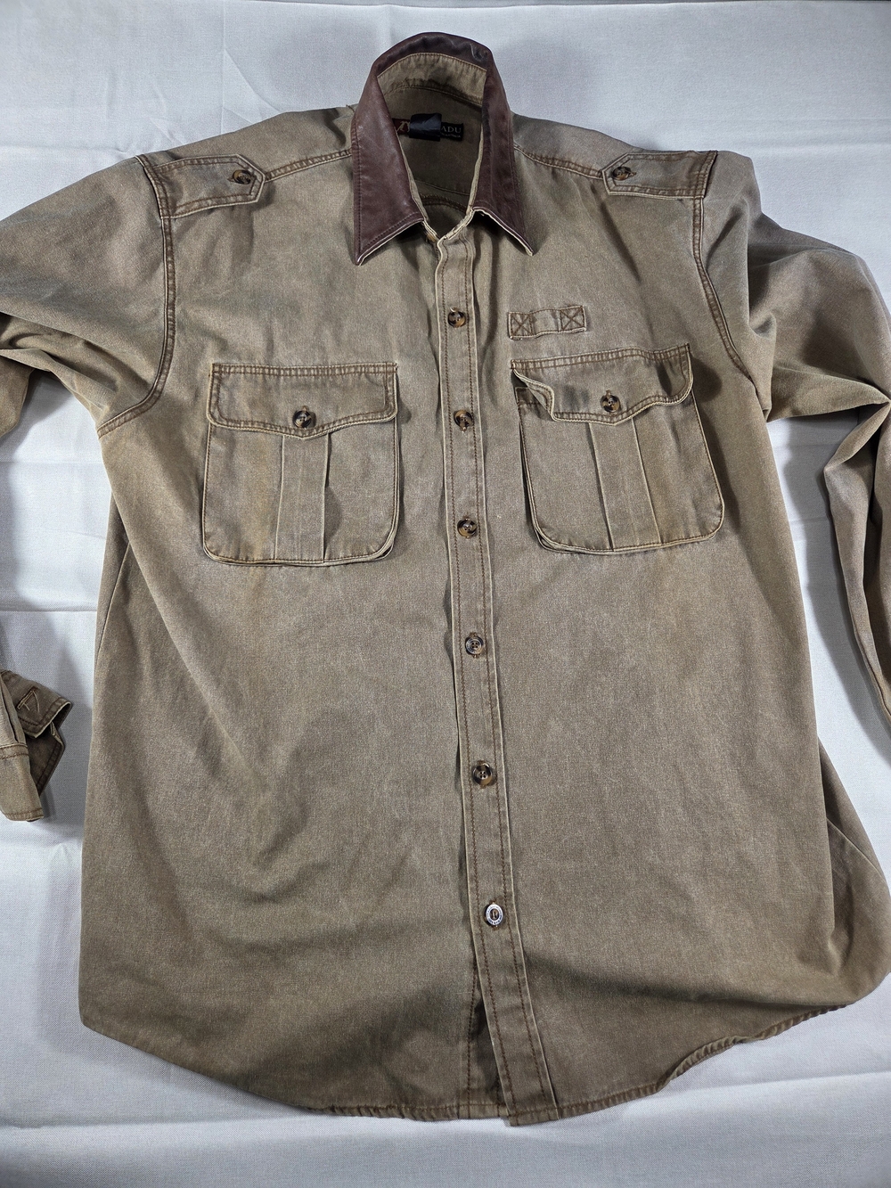 Kakadu XL Outback Canvas Shirt Jacket Leather Collar